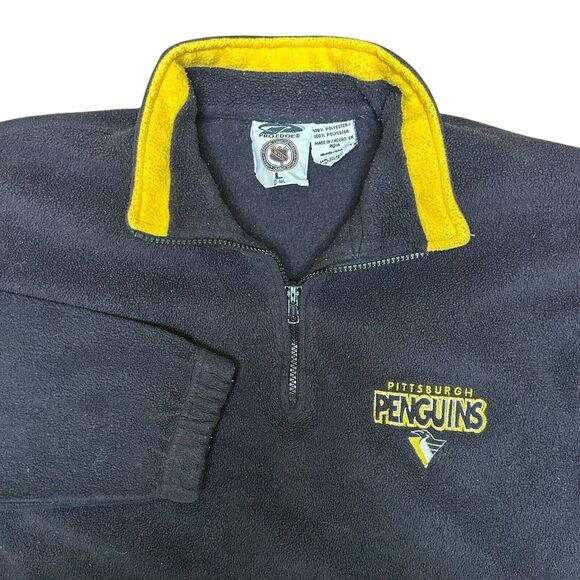 Vintage Pittsburgh Penguins 90s Sweatshirt Zip Fleece Size L Adult Pro Edge‎ - Picture 1 of 9